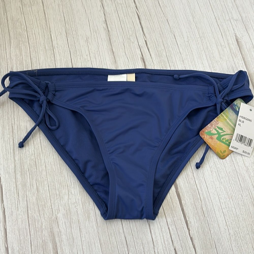Hobie | Blue Adjustable Solid Hipster Bikini Bottom